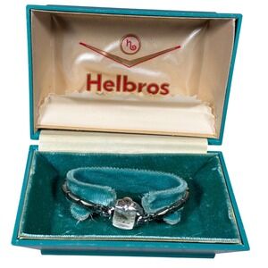 Vintage Helbros 1950s 1/20 12k Top Womens Cocktail Watch Silver Tone with Box
